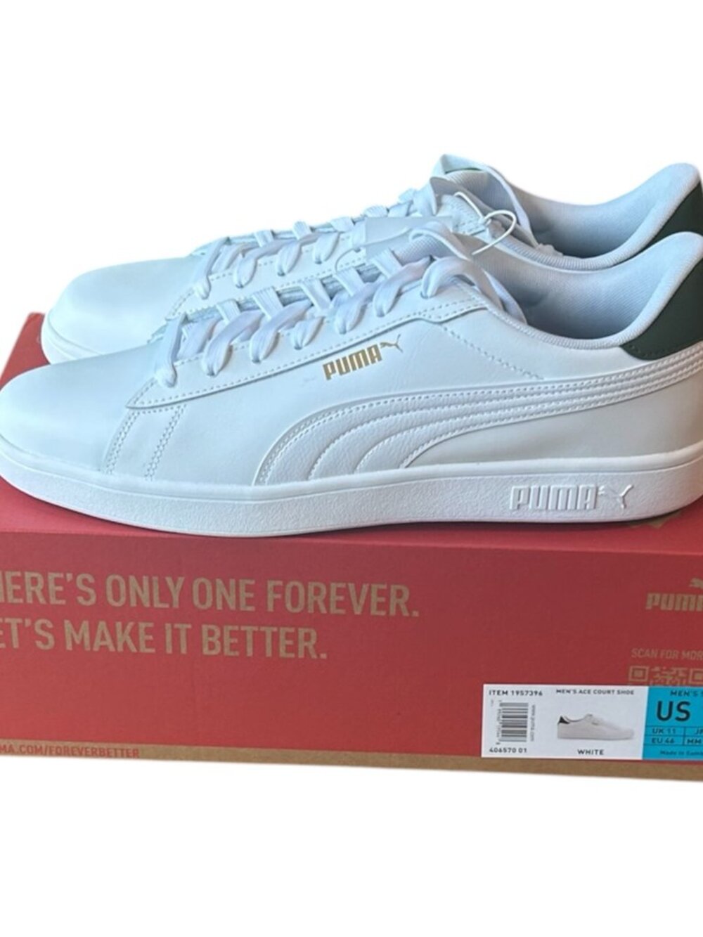 PUMA Men's Ace Court Shoe White Size 12 - Picture 6 of 9